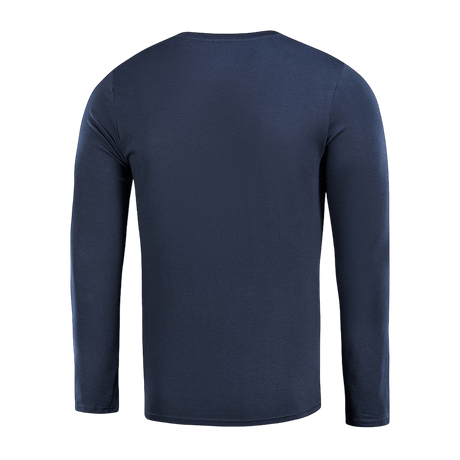 M-Tac Long-sleeve T-shirt 93/7 i marineblå set bagfra, viser det holdbare og elastiske materiale velegnet til sport og hverdag.