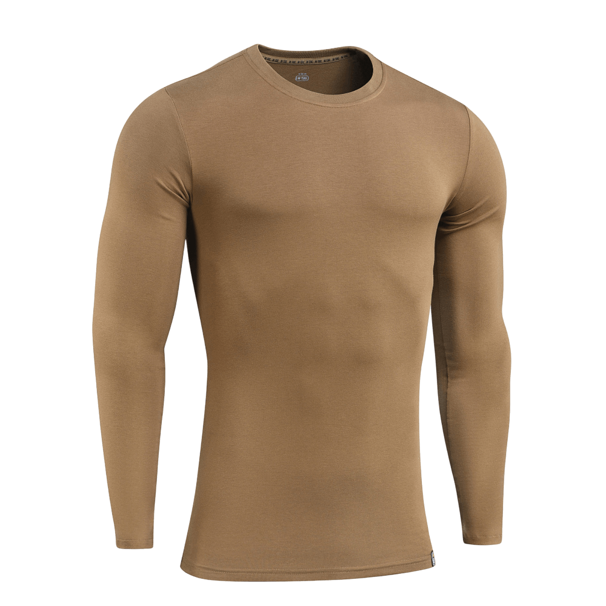 M-Tac Long-sleeve T-shirt 93/7 i 93% bomuld og 7% elastan, brun farve, velegnet til hverdag og friluftsliv, vises på hvid baggrund.