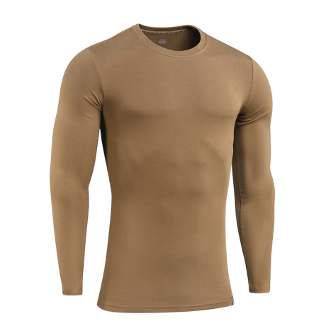 M-Tac Long-sleeve T-shirt 93/7 i 93% bomuld og 7% elastan, brun farve, velegnet til hverdag og friluftsliv, vises på hvid baggrund.