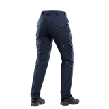 Bagfra billede af M-Tac Bukser Aggressor Dame Flex, navy farve, med Teflon-impregnering til beskyttelse mod vand og snavs.