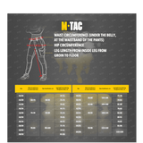 Størrelsesguide for M-Tac Bukser Aggressor Dame Flex, inklusiv talje, hofte og benmål i cm til præcis pasform.