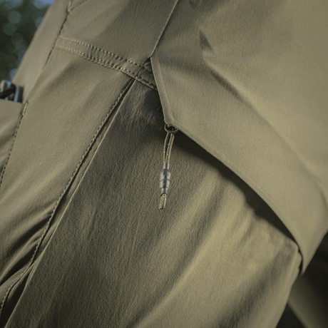 Detalje af M-Tac Shorts Rubicon Flex i mørk oliven med YKK lynlås