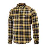 M-Tac Redneck Skjorte i Navy Blue/Yellow, taktisk plaid-skjorte med velcro-justerbare ærmer og forstærkede skuldre, vind- og vandafvisende.