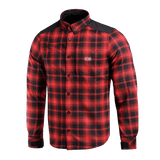 M-Tac Redneck Skjorte i navyblå/gul, taktisk plaid-skjorte med forstærkede skuldre, justerbare velcro-ærmer, vind- og vandafvisende materiale