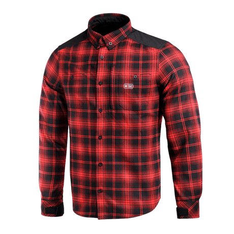 M-Tac Redneck Skjorte i navyblå/gul, taktisk plaid-skjorte med forstærkede skuldre, justerbare velcro-ærmer, vind- og vandafvisende materiale