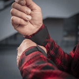 M-Tac Redneck Skjorte med velcro-justerbare ærmer i marineblå/gul plaid.