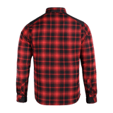 M-Tac Redneck Skjorte i rød plaid med forstærkede skuldre og velcro-justerbare ærmer, ideel til arbejde og fritid.