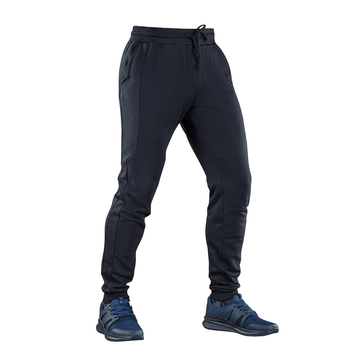 M-Tac Bukser Stealth Cotton, sorte sportsbukser i 100% bomuld med elastik i taljen og sidelommer, ideelle til fitness og hverdag.