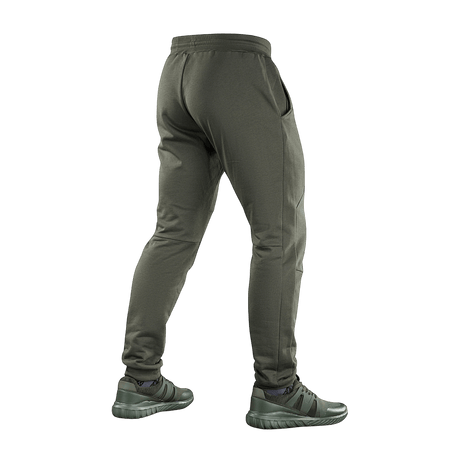 M-Tac Bukser Stealth Cotton sportsbukser i bomuld med elastik i taljen, set bagfra, perfekt til løb og fitness.