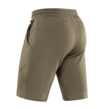 M-Tac Shorts Casual Fit Cotton i olivengrøn med sidelommer og elastiktalje, set bagfra. Fremstillet af blødt 100% bomuldsmateriale.