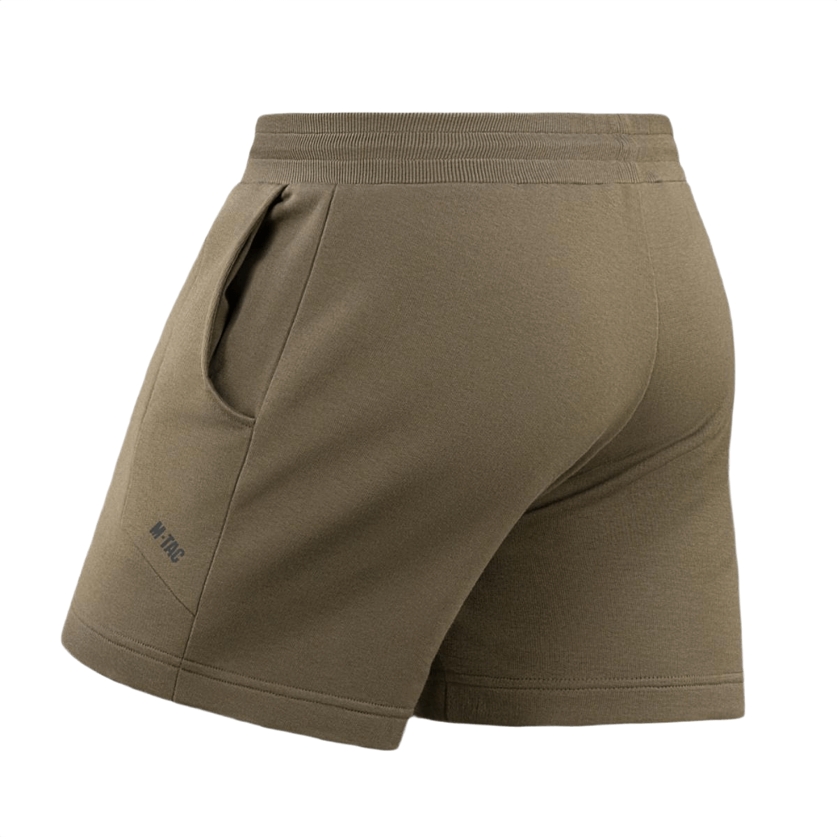 M-Tac Shorts Sport Fit Cotton i olivengrøn, 100% bomuld, elastisk talje, to sidelommer, sporty design, til sommerens sport og hverdagsbrug.