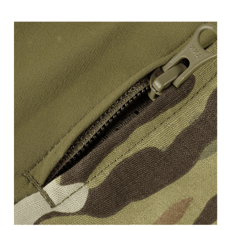 Detalje af M-Tac Bukser Army Gen. II NYCO Extreme med elastisk materiale og lynlåslomme, i holdbart amerikansk NYCO Extreme-stof.