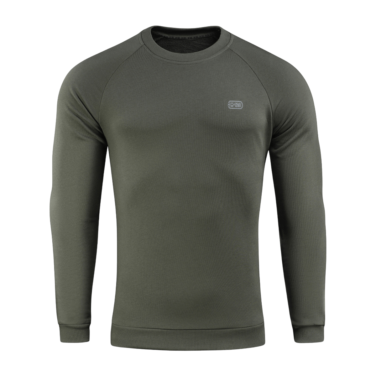Mørkegrøn M-Tac Cotton Sweatshirt i bomuld med ribkanter ved ærmer og talje, ideel til sport og daglig aktivitet, komfortabel pasform.