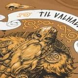 M-Tac T-shirt Viking med vikingemotiv og 'Til Valhall' tekst, symbol på styrke og ære, fremstillet af 93% bomuld. Fokus: M-Tac T-shirt Viking.
