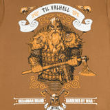 M-Tac T-shirt Viking med vikingekrigermotiv og "Til Valhall" tekst, viser kampånd og skandinaviske værdier.