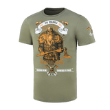 M-Tac T-shirt Viking med en viking i kampudrustning og teksten 'Til Valhall', ideel til dem, der værdsætter styrke og ære.