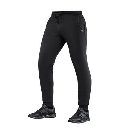 M-Tac Bukser Cotton Classic sportsbukser i sort bomuld, ideelle til løb og fitness med komfortabel elastiktalje og sidelommer