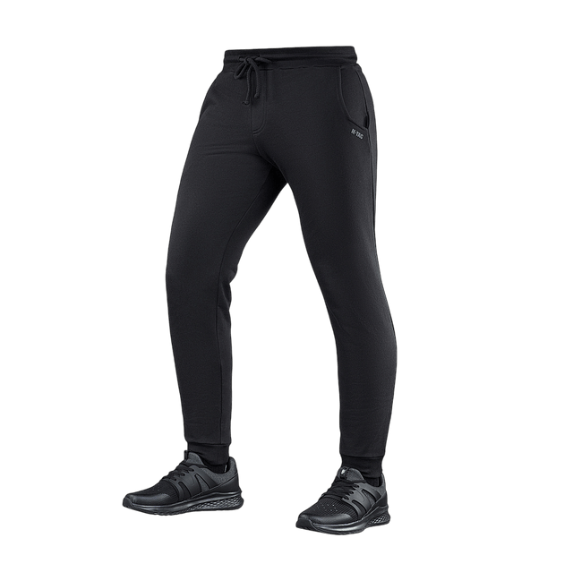 M-Tac Bukser Cotton Classic sportsbukser i sort bomuld, ideelle til løb og fitness med komfortabel elastiktalje og sidelommer