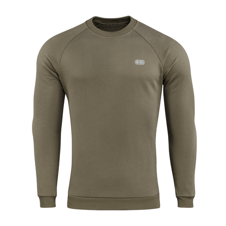 M-Tac Sweatshirt Cotton Hard i olivengrøn, 100% bomuld med reflekterende logo, varm og behagelig til hverdag, 390 g/m².