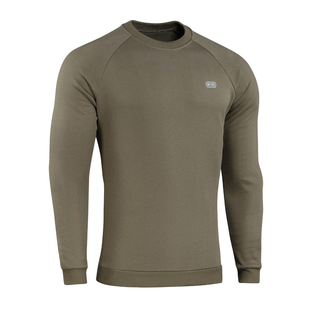 M-Tac Sweatshirt Cotton Hard i olivengrøn, 100% bomuld, reflekterende logo, behagelig pasform, varm og åndbar sweatshirt til hverdag.