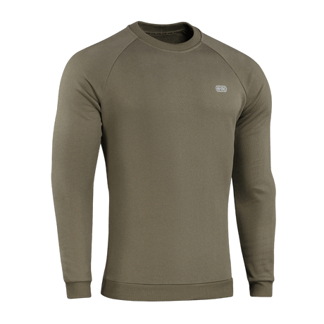 M-Tac Sweatshirt Cotton Hard i olivengrøn, 100% bomuld, reflekterende logo, behagelig pasform, varm og åndbar sweatshirt til hverdag.