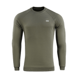 M-Tac Sweatshirt Cotton Hard i olivengrøn med ribkanter og reflekterende logo, 100% bomuld, komfortabel pasform.