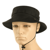 Sort M-Tac Panama Rip-Stop hat med skygge og snor til sikkerhed i vinden. Inspireret af Boonie-model, fremstillet i ripstop materiale.
