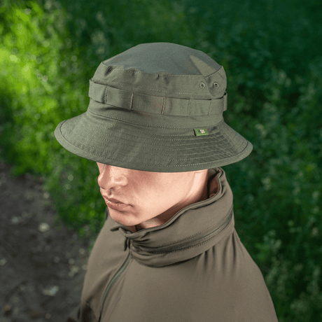 M-Tac Panama Rip-Stop army-hat med semi-stiv skygge, snor til fastgørelse, og ventilationshuller for åndbarhed. Perfekt til camouflage.