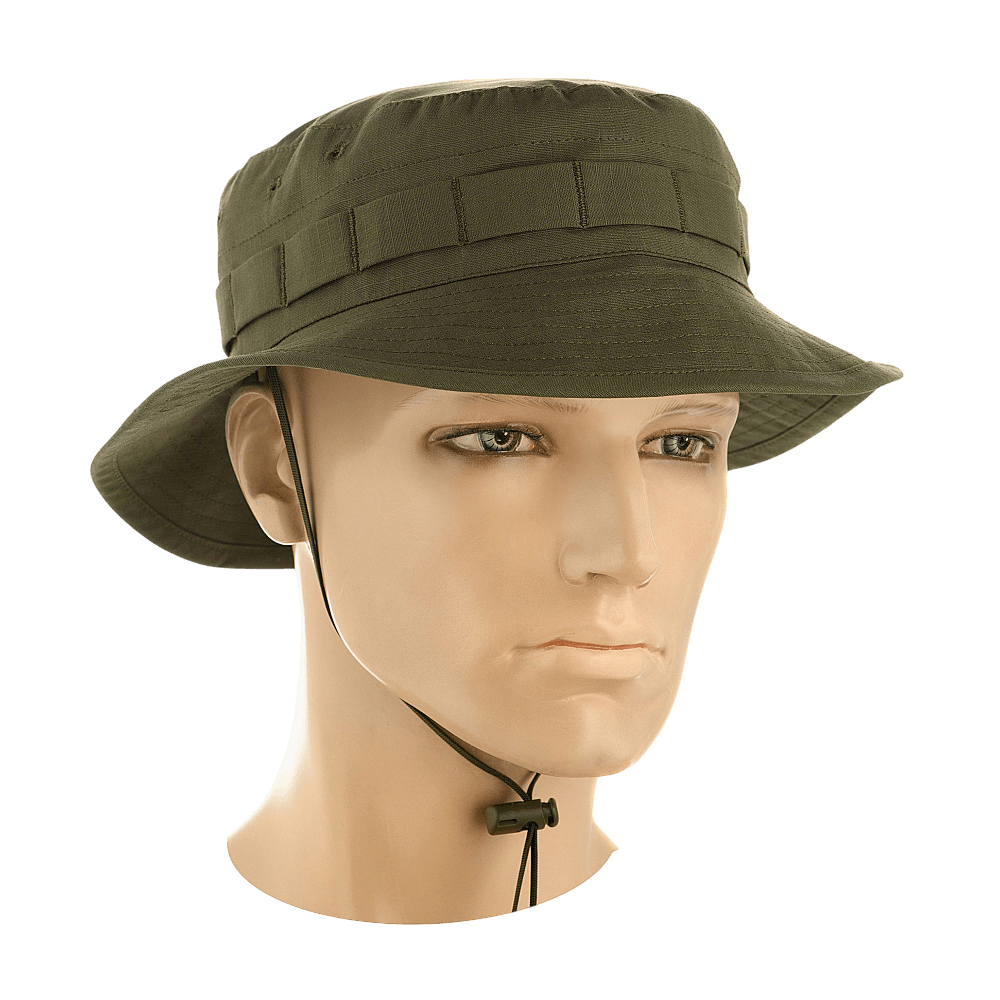 M-Tac Panama Rip-Stop army-hat med rip-stop materiale og ventilationshuller for åndbarhed, set på mannequin hoved.