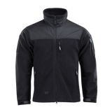 M-Tac Alpha Microfleece Jakke Gen.II i sort, designet til taktisk brug og outdoor-aktiviteter, med forstærket nylonpå skuldre og ærmer.