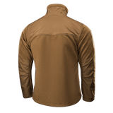 M-Tac Alpha Microfleece Jakke Gen.II i brun, set bagfra, ideel til taktisk og outdoor-brug i koldt vejr, fremstillet af holdbar fleece.