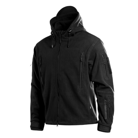 M-Tac Division Gen.II Windblock Fleecejakke i sort med vindtæt design til koldt vejr. Ideel som yderlag eller isolerende mellemlag.