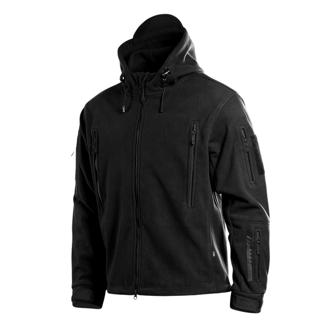 M-Tac Division Gen.II Windblock Fleecejakke i sort med vindtæt design til koldt vejr. Ideel som yderlag eller isolerende mellemlag.