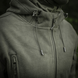 M-Tac Division Gen.II Windblock Fleecejakke i oliven, fremstillet af polyester med WindBlock-membran, designet til varme og vindbeskyttelse.