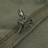 Nærbillede af M-Tac Division Gen.II Windblock Fleecejakke detalje med stærk syning og snorstrammer.