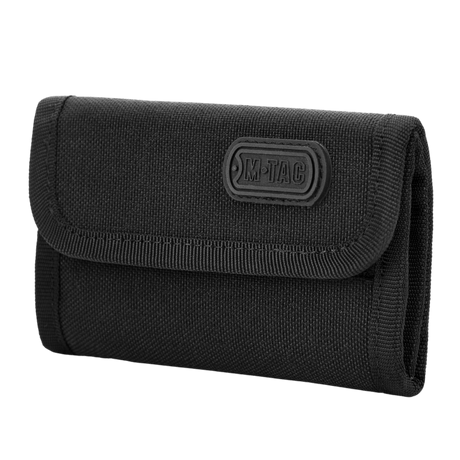 M-Tac Pung Elite - Slidstærk sort nylonpung i militærstil, praktisk til kreditkort og småpenge.