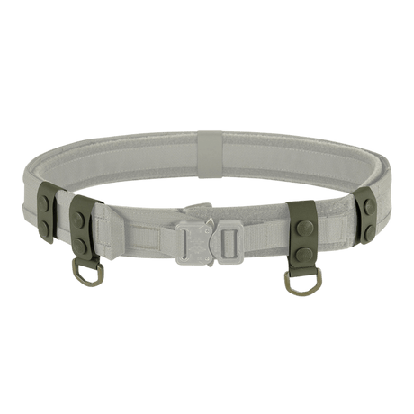 M-Tac Taktiske Bæltefittings (5 stk.) med D-ringe til fastgørelse og ekstra udstyr, grå og grøn design. Perfekt til politibælter.