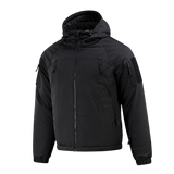 M-Tac Alpha Gen.III Pro Vinterjakke i sort med justerbar hætte og vandtæt nylon, ideel til temperaturer ned til -20°C.