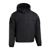 M-Tac Alpha Gen.III Pro Vinterjakke, sort, med hætte og elastiske manchetter til -20°C. Holdbar vandtæt nylonjakke med G-Loft isolering.