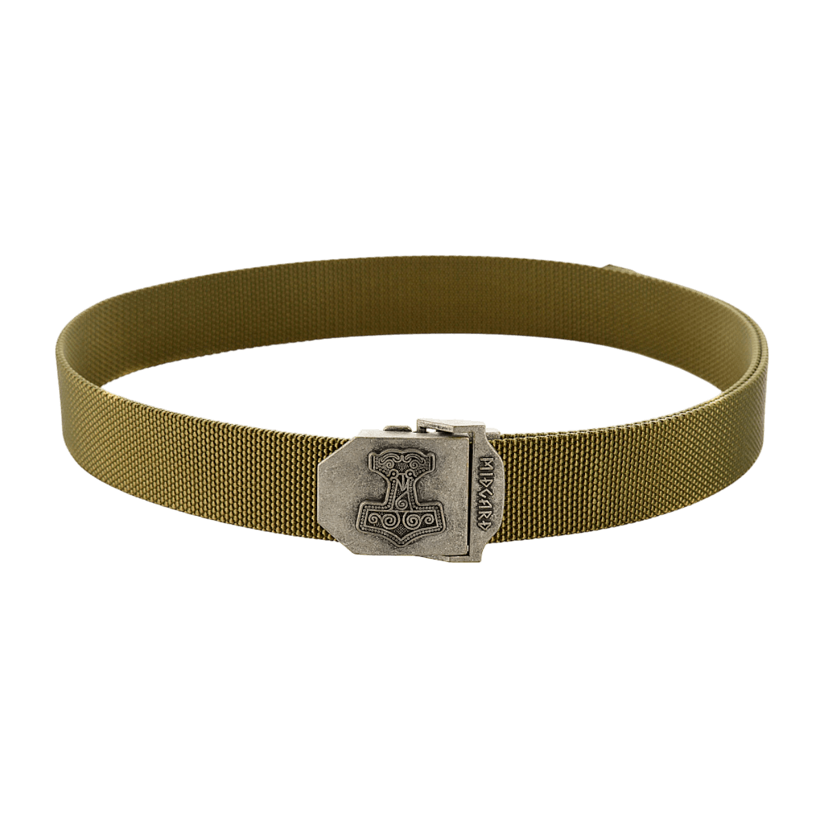 M-Tac Thors Hammer Bælte – Militærstil og funktionalitet med justerbar spænde og Thor's Hammer-emblem, 100% nylon, 38 mm bredt.