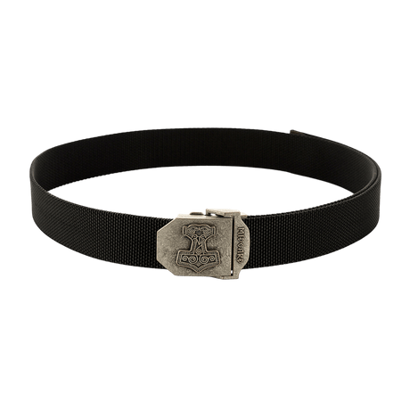 M-Tac Thors Hammer Bælte – Militærstil og funktionalitet, sort nylonbælte med Thor's Hammer metalspænde, 38 mm bred, 130 cm lang