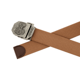 M-Tac Thors Hammer Bælte – Militærstil og funktionalitet i brun nylon med metalspænde, ideelt til jagt eller friluftsliv.