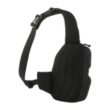 M-Tac Buckler Taske Elite i sort med MOLLE-system og støddæmpende pude, ideel til taktisk opbevaring.