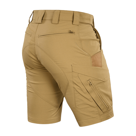 M-Tac Aggressor Summer Flex Shorts i khaki, letvægts-taktiske shorts med Flex Rip-Stop-stof og flere funktionelle lommer