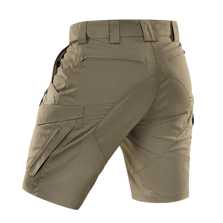 M-Tac Aggressor Summer Flex Shorts, letvægts taktiske shorts med lommer, egnet til træning og udendørs aktiviteter i khaki farve