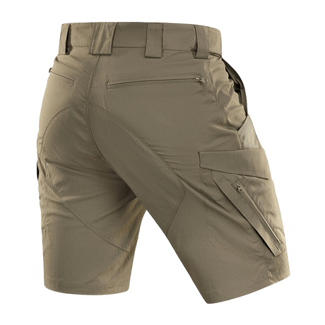 M-Tac Aggressor Summer Flex Shorts i letvægts Flex Rip-Stop stof med lommer, perfekt til udendørs aktiviteter og taktik.