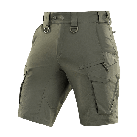 M-Tac Aggressor Summer Flex Shorts i letvægts Flex Rip-Stop stof med lommer og justerbar talje. Ideel til træning og udendørs aktiviteter.