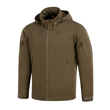 M-Tac Flash Jakke i olivengrøn farve, letvægts, alsidig jakke til vandreture og hverdag, uden velcrofelter, kompatibel med fleece.