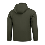 Den lette grønne M-Tac Flash Jakke set bagfra, ideel til vandreture og sport, uden velcrofelter, letvægts og kompakt.