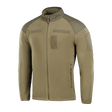 M-Tac Combat Fleece Jakke i beige med vindtæt stofdetaljer, lavet af Himates fleece, 100% polyester, designet til funktionalitet og komfort.
